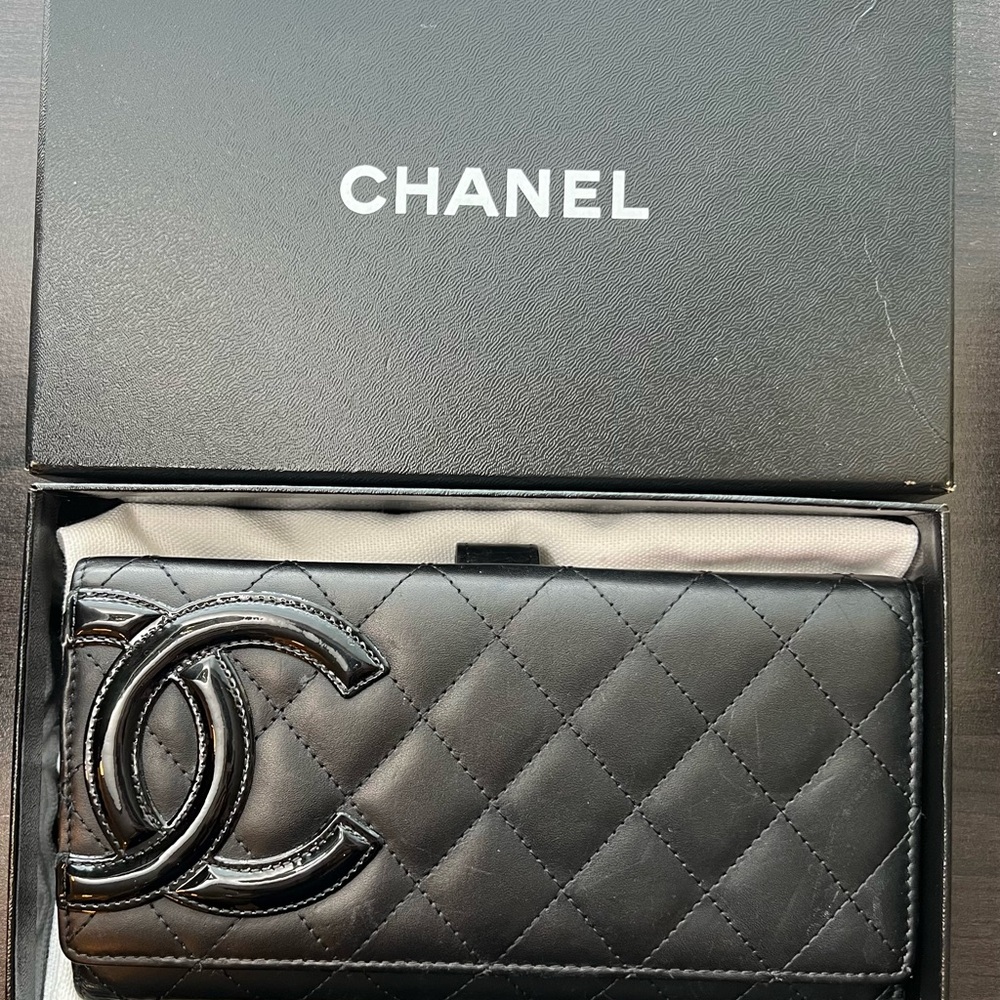 CHANEL Black Quilted Leather Cambon Ligne Wallet $599
